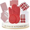 Cotton Kitchen Towels and Dishcloths 20 Pack - Large Dish Towels Set for Holiday Hosting, Fast Drying Dish Rags, Flour Sack Towels
