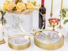 EI 180pcs Gold Plastic Plates,Clear Plates with Gold Trim,Plastic Plate for Party,Clear Dinnerware Set Silverware Cups for Baby Shower,Wedding