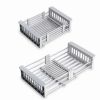 Adjustable Immersion Sink Dish Drying Rack With Stainless Steel Drain Basket - Portable And Retractable Space-Saving Fruit And Vegetable Solution(UPS/