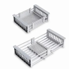 Adjustable Immersion Sink Dish Drying Rack With Stainless Steel Drain Basket - Portable And Retractable Space-Saving Fruit And Vegetable Solution(UPS/