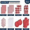 Cotton Kitchen Towels and Dishcloths 20 Pack - Large Dish Towels Set for Holiday Hosting, Fast Drying Dish Rags, Flour Sack Towels