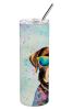 Chocolate Labrador Hippie Dawg Stainless Steel Skinny Tumbler Vacuum Double Walled Reusable Insulated Tumbler Travel Cup for Coffee Cocktails Gift wit