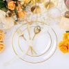 EI 180pcs Gold Plastic Plates,Clear Plates with Gold Trim,Plastic Plate for Party,Clear Dinnerware Set Silverware Cups for Baby Shower,Wedding